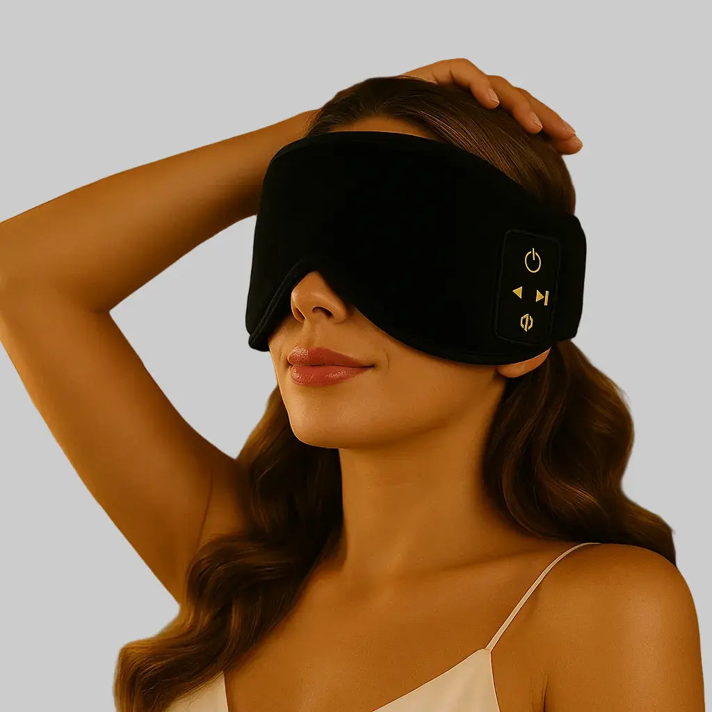 Model wearing Sleep Mask