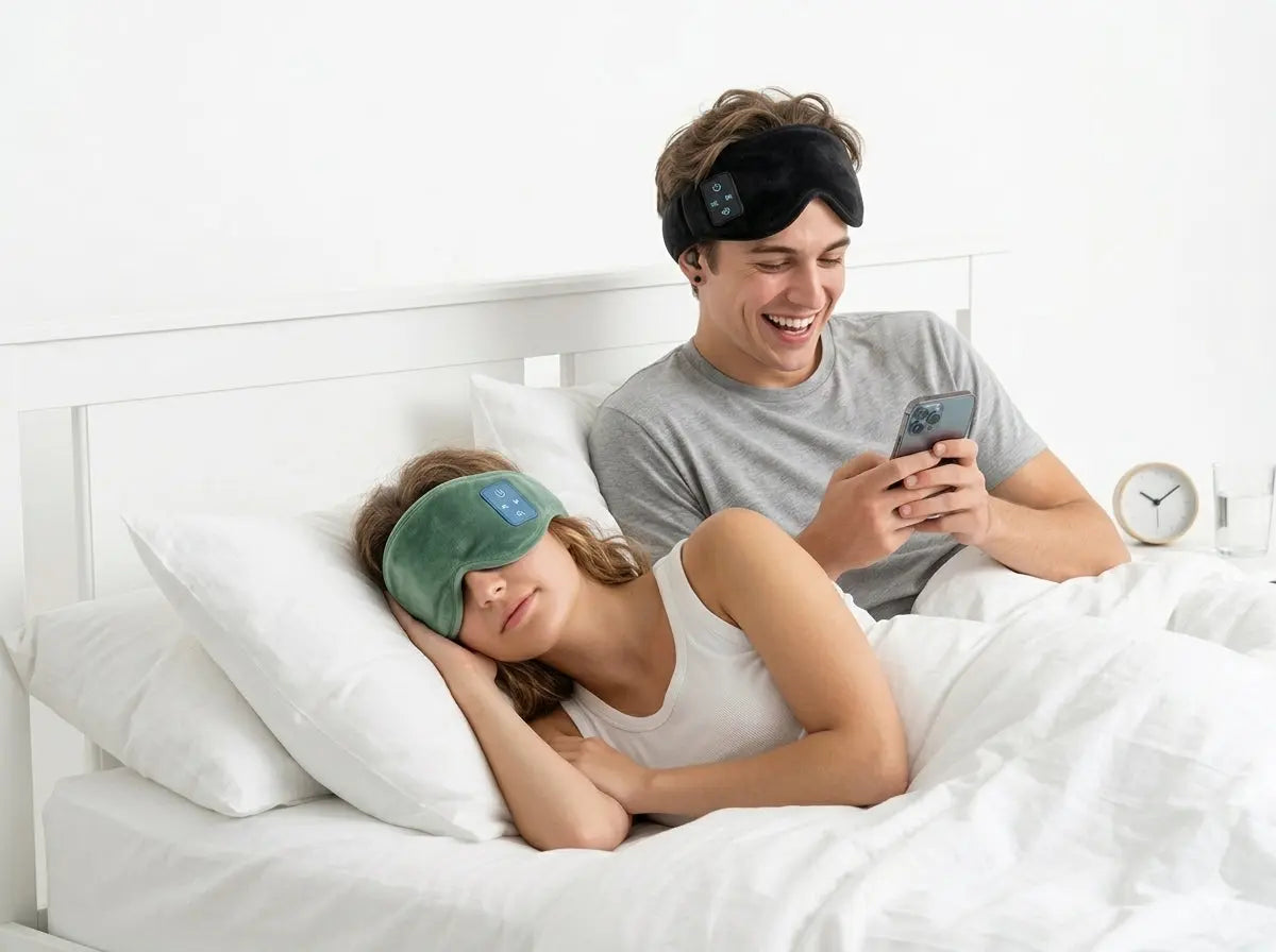 SOUND-A-SLEEP- Sleep Mask with built-in earphones. Never dig-in or fallout Goodnight Gorgeous